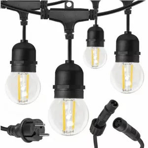 String lights E27 WOJ+14342 — 10 m cable, black, IP44 rated