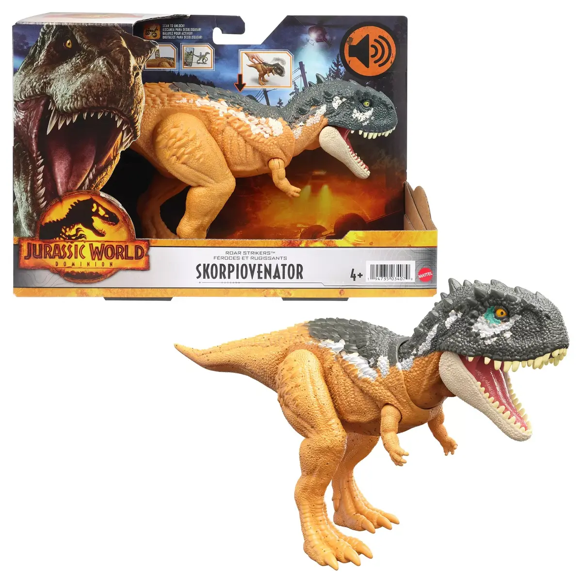 MATTEL Jurassic World Roar Strikers Skorpiovenator figūriņa Photo 4