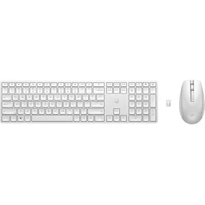 Bevielu klaviatūras un peles komplekts HP 650 — pilna izmēra membrānas klaviatūra, RF Wireless, balta, abpusēja pele