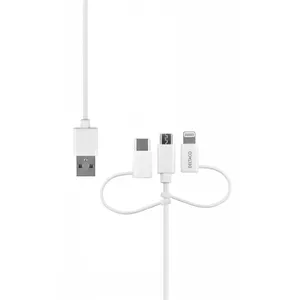USB Cable Deltaco IPLH-441 1m USB A USB C/Micro USB A/Lightning White