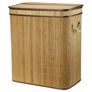 Корзина для белья Galicja Bamboo 100л со съемным тканевым мешком и крышкой на молнии