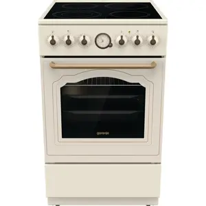 Brīvstāvošā plīts Gorenje GECS5B70CLI, elektriskā keramikas virsma 4 zonas, cepeškrāsns 70 L, krēmkrāsa, 500 mm