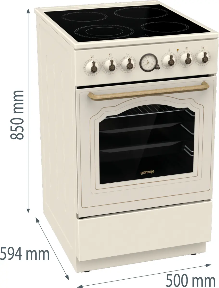 Gorenje GECS5B70CLI Brīvi stāvoša plīts Keramikas Bēša Photo 8