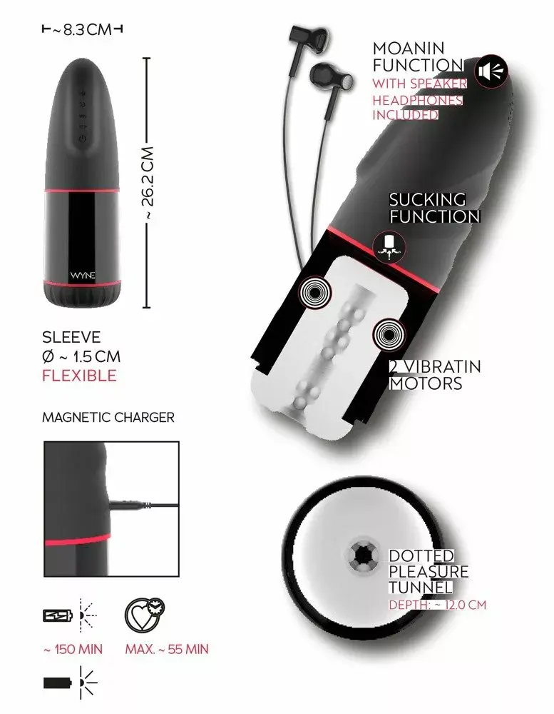 WYNE Masturbator 02 Silicone Black — мужской мастурбатор Photo 13