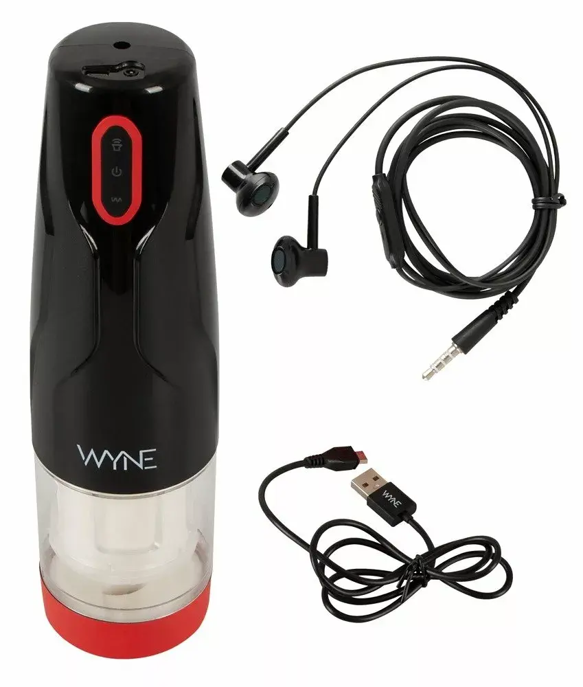Мастурбатор WYNE Silicone Black — вращающийся, USB-зарядка Photo 10