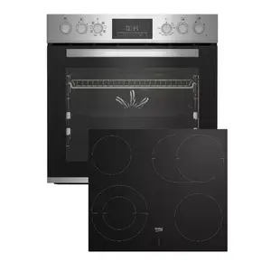 Ceramic hob and electric oven set BEKO BBUM12328X — 4-zone glass-ceramic hob, 72 L electric oven, stainless steel/black