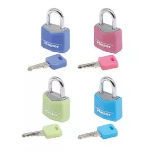 Накрытый цельнометаллический навесной замок MASTERLOCK ширина 20 мм, алюминиевый замок для багажа, набор 4 шт., разные цвета