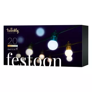 Twinkly Festoon Smart LED Lights 20 AWW (Gold+Silver) G45 bulbs, 10m