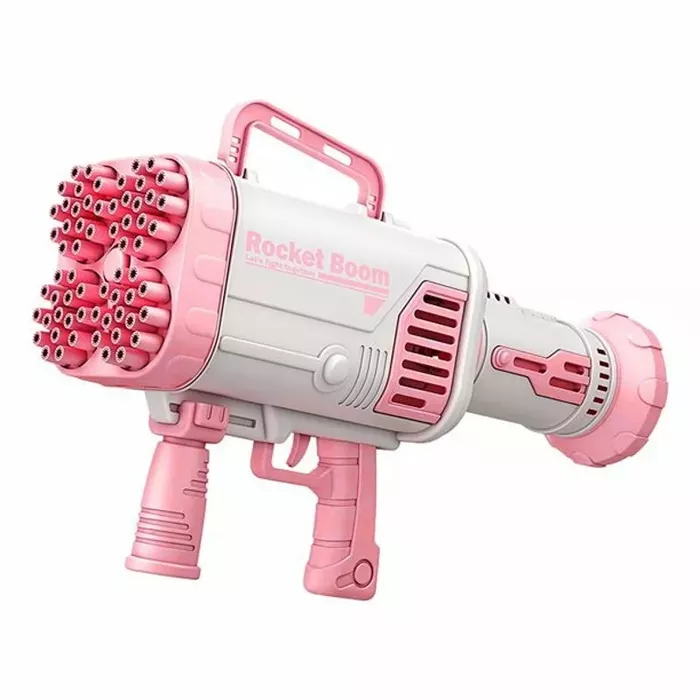 Fun Little Toys 14 Pcs Bubble Machine Gun with 64 Holes & Lights, Pink  Bazooka Bubble Gun for Kids Adults Bubble Blower Machine Gun with Hand held