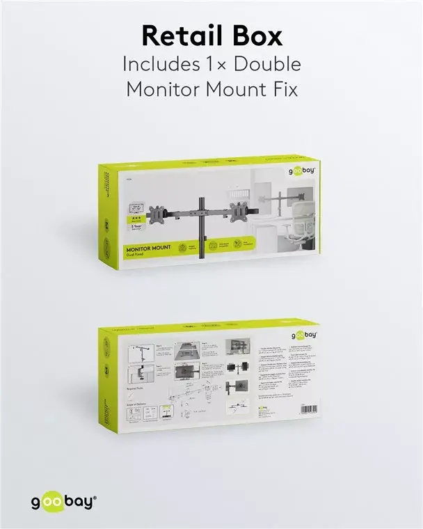 Goobay Dubultā monitora stiprinājums Fix Photo 14