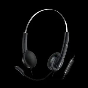 Genius HS-220U Проводная Гарнитура Бинауральная Оголовье Офис Колл-центр USB Type-C USB Type-A Черный 20 - 20000 Гц Кабель 2.4 м
