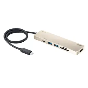 Lenovo ATEN USB-C Multiport Mini Dock ar strāvas pārsūtīšanu, USB 3.2 Gen 1 Type-C, 4K HDMI, SD/SDHC/SDXC, 60W PD, melns/zelts