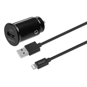Deltaco USB-CAR130 Mobile Device Charger Universal Black Cigar Lighter Auto 12/24V 2.4A