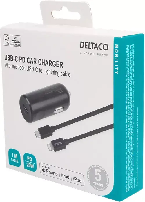 Deltaco USBC-CAR124 mobilā ierīce lādētājs Photo 5