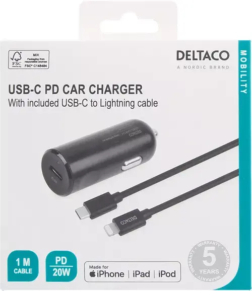 Deltaco USBC-CAR124 mobilā ierīce lādētājs Photo 6