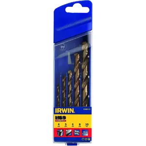 Irwin drill bit set 10502570 — 5-piece HSS twist drills, silver