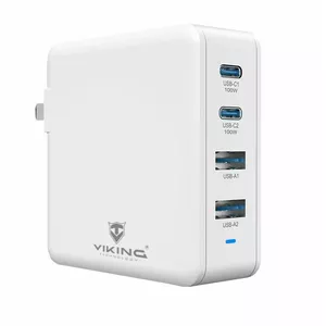 USB GaN Charger 100W Viking VCH100PD with PD3.0 and QC4+ support, white