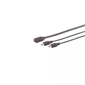 USB кабель S/CONN 13-20022 USB 2.0 0.3 м USB C 2x Mini-USB B Черный
