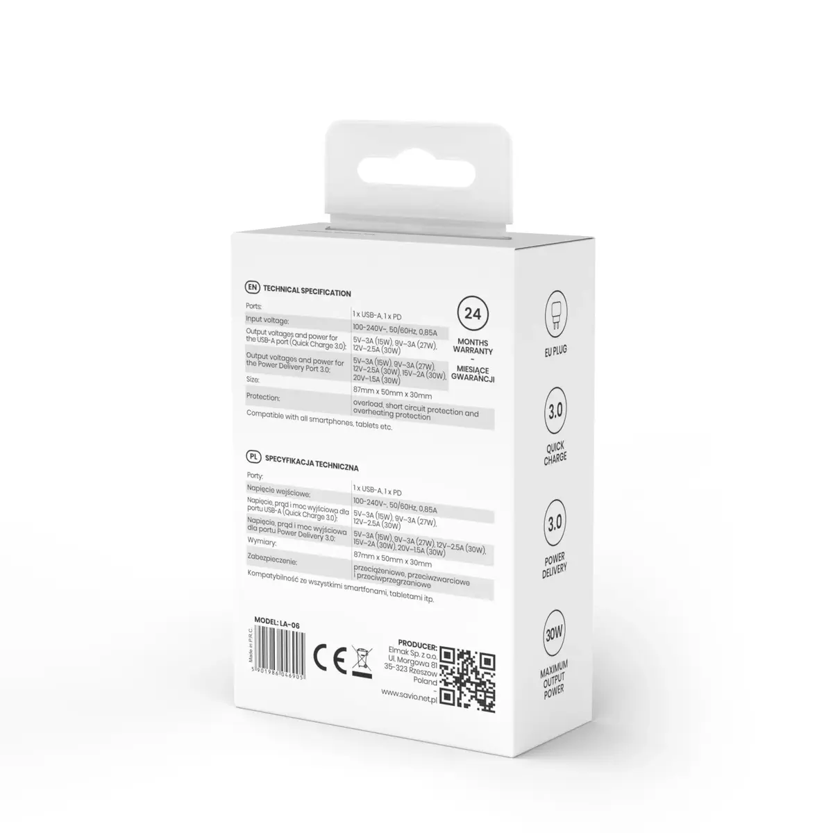 SAVIO LA-06 iekštelpu lādētājs USB-A un USB-C PD 3.0 Photo 8