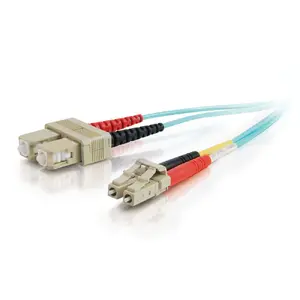 C2G LC-SC 10Gb 50/125 OM3 Duplex Multimode Fibre Optic Cable 2 m Aqua