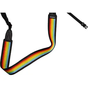 Camera Strap Polaroid Flat Rainbow Black Cotton Polyester 110 cm