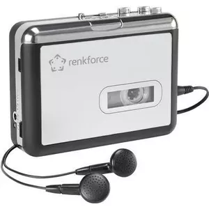 Cassette digitizer Renkforce RF-CP-170 with headphones, converts analog cassette audio to digital