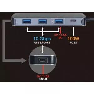 ROLINE USB Hub 14.02.5048-10 Type-C 10000 Mbit/s Grey