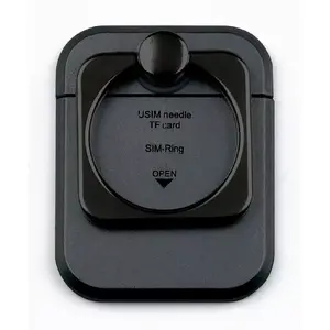 Smartphone ring stand holder TECHLY with card storage, black