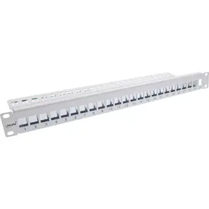 InLine Blank Patch Panel 19" 24 Port 1U light grey Rack mounting