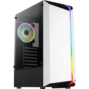 PC Case AEROCOOL Bionic Midi Tower White — ATX, Tempered Glass, 2x3.5" bays, 6x2.5", 297 mm GPU, Blue LED