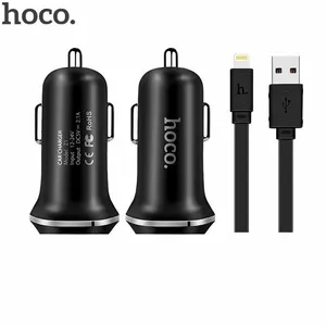 Hoco Premium Z1 Fast Dual USB Universāls 2.1A 2x USB Auto Lādētājs + Lightning USB Vads Melns