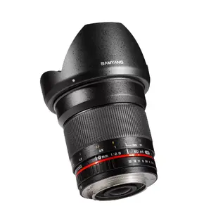 Plaša leņķa objektīvs Samyang 16mm f/2.0 priekš Sony E MILC, 13 elementi/11 grupas, min attālums 0,2 m, filtrs 77 mm, garums 83 mm, melns