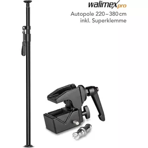 Штанга-стойка mantona Autopole Walimex pro 220–380 см с Super Clamp