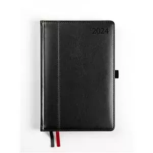 Dienas plānotājs FAT AMBASSADOR BLACK EDITION 2026 PU A5 — dienas izkārtojums, melns