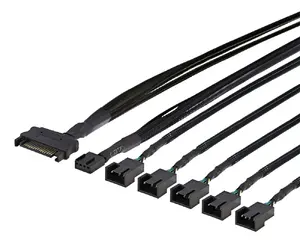 Deltaco SSI-69 ventilatoru barošanas sadalītāja kabelis melns 4-pin uz 5x 4-pin SATA