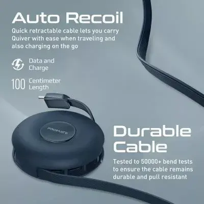 Promate складной 3‑в‑1 USB-C — USB-C/Lightning/microUSB 1 м Photo 3