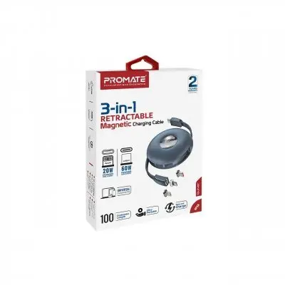 Promate складной 3‑в‑1 USB-C — USB-C/Lightning/microUSB 1 м Photo 7