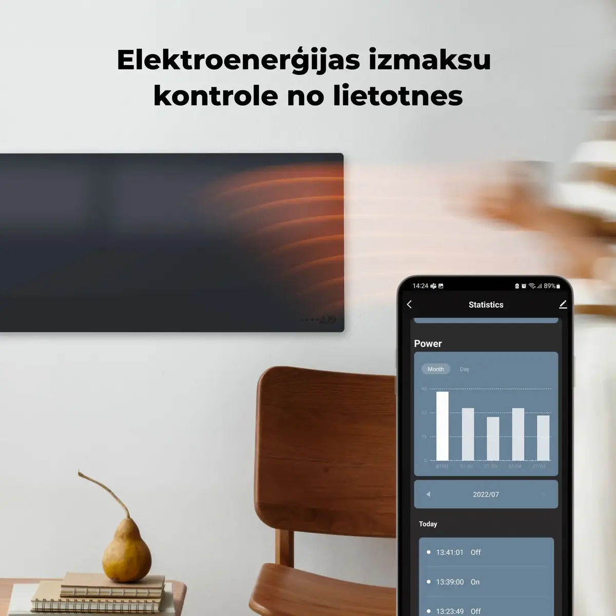 Инфракрасный электрический обогреватель AENO Premium Eco Smart Heater AGH0002S, черный Photo 11