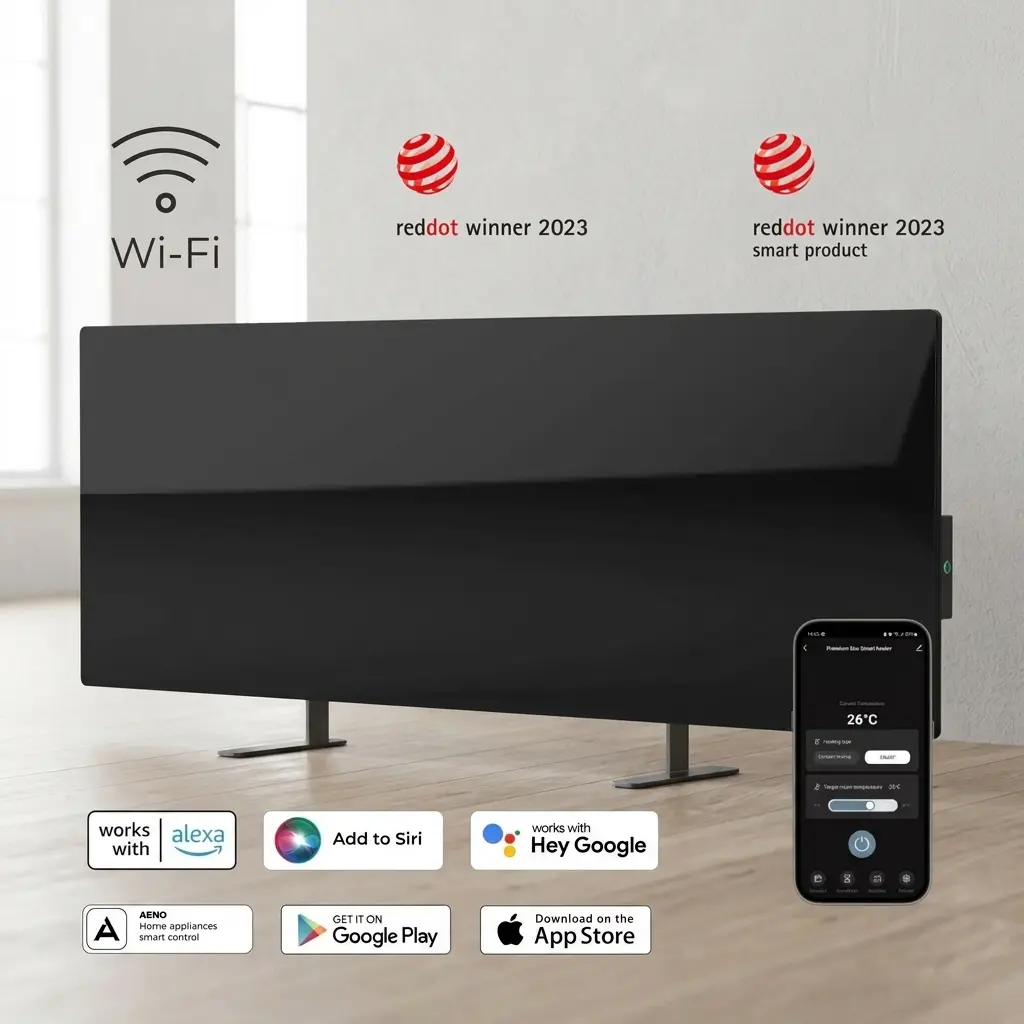 Infrasarkanais elektriskais sildītājs AENO Premium Eco Smart Heater AGH0002S, Melns Photo 1