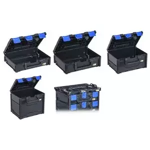 Storage box allit EuroPlus MetaBox 215 black/blue ABS plastic with secure coupling system