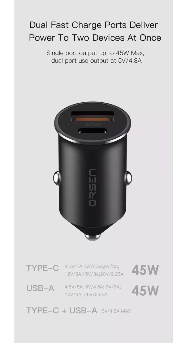 Orsen C8 45W Car Charger Photo 3