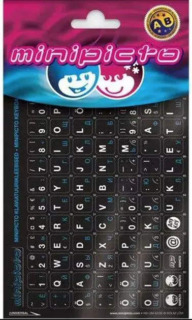 Kolm Lõvi Minipicto KB-UNI-RU02-BLK Tastatūras Uzlīmes