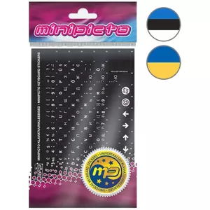 Uzlīmes uz tastatūras kolm lõvi (minipicto) KB-UNI-ESTUKR02TW-BL Black Matte — universālas izkārtojuma etiķetes