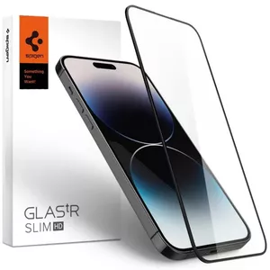 Ekrāna aizsargs Spigen AGL05209 priekš Apple iPhone 14 Pro Max — caurspīdīgs rūdīts stikls 6.7", melna apmale, 1 gab.