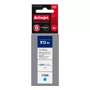 Картридж ActiveJet AH-912CRX Cyan, совместим с HP 912XL, краситель 12 мл, повышенная емкость (XL)