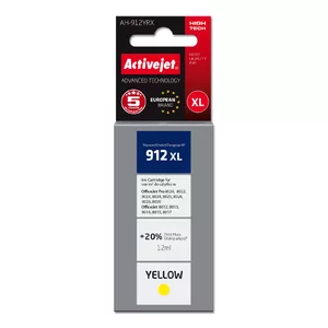 Картридж ActiveJet AH-912YRX Yellow, совместимый с HP 912XL, повышенной емкости (XL) 12 мл, краситель
