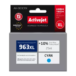 Ink Cartridge ActiveJet AH-963CRX Compatible Cyan 25 ml High (XL) Yield for HP 963XL