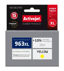 Activejet AH-963YRX Ink Cartridge for HP, High Yield, Yellow, 1760 Pages
