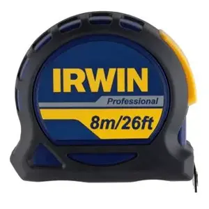 Tape measure Irwin 10507792 — 8 m length, nylon-coated blade, black/blue/yellow