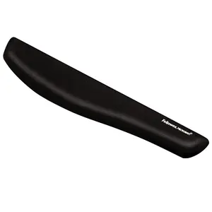 Fellowes PlushTouch Keyboard Wrist Rest with Non-Skid Rubber Base, Fabric and Foam Construction, and Antibacterial Protection in Black